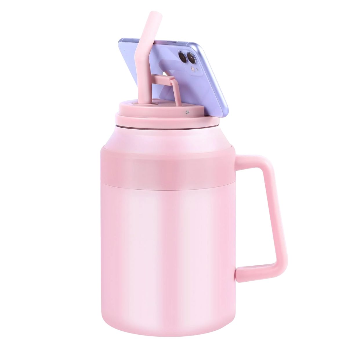 50 Oz Insulated Tumbler With Handle And Straw,Vacuum Insulated Stainless Steel Water Bottle Thermal
