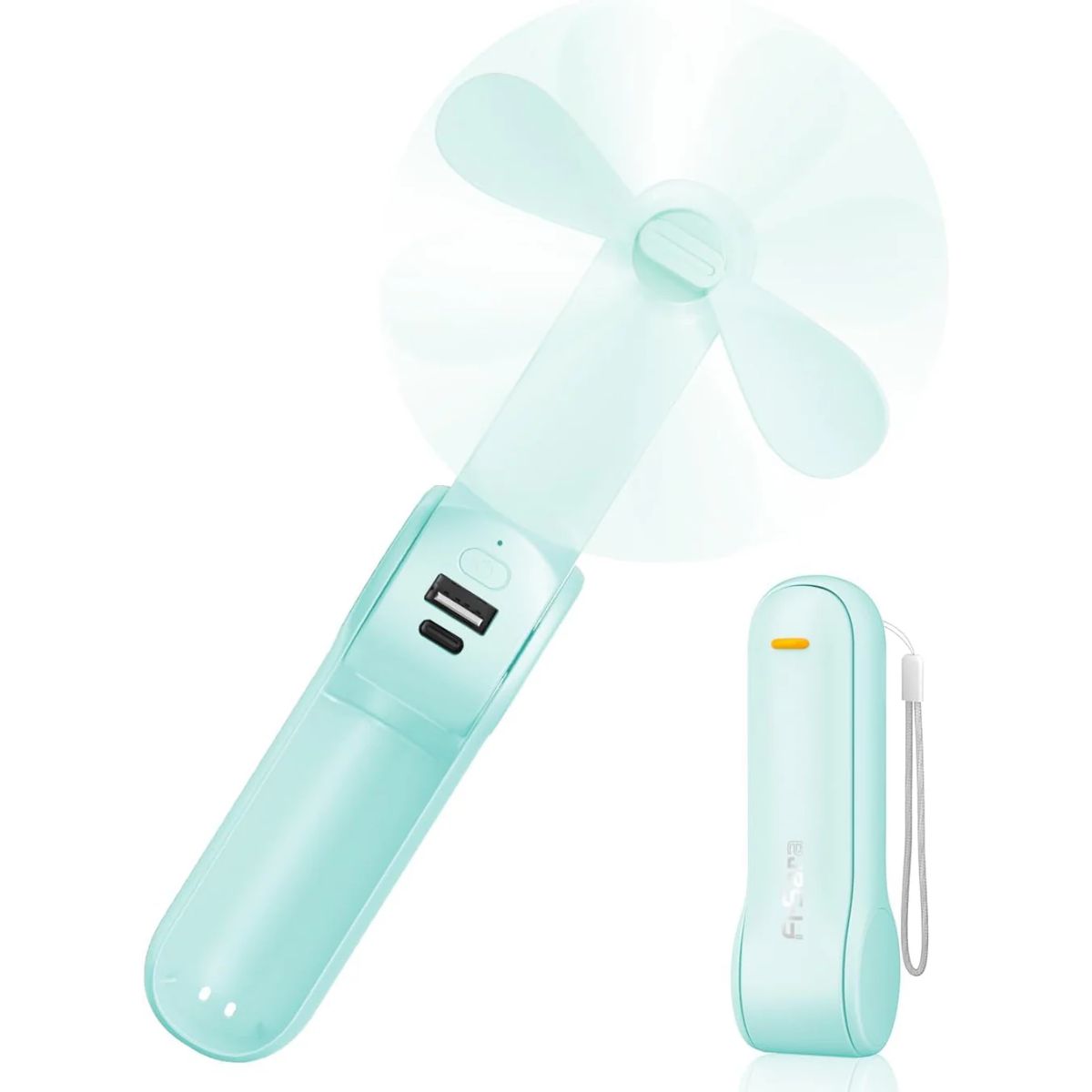 Frsara Portable Handheld Fan Rechargeable, 2200Mah Battery With Power Bank, Usb Rechargeable Small - Koospark