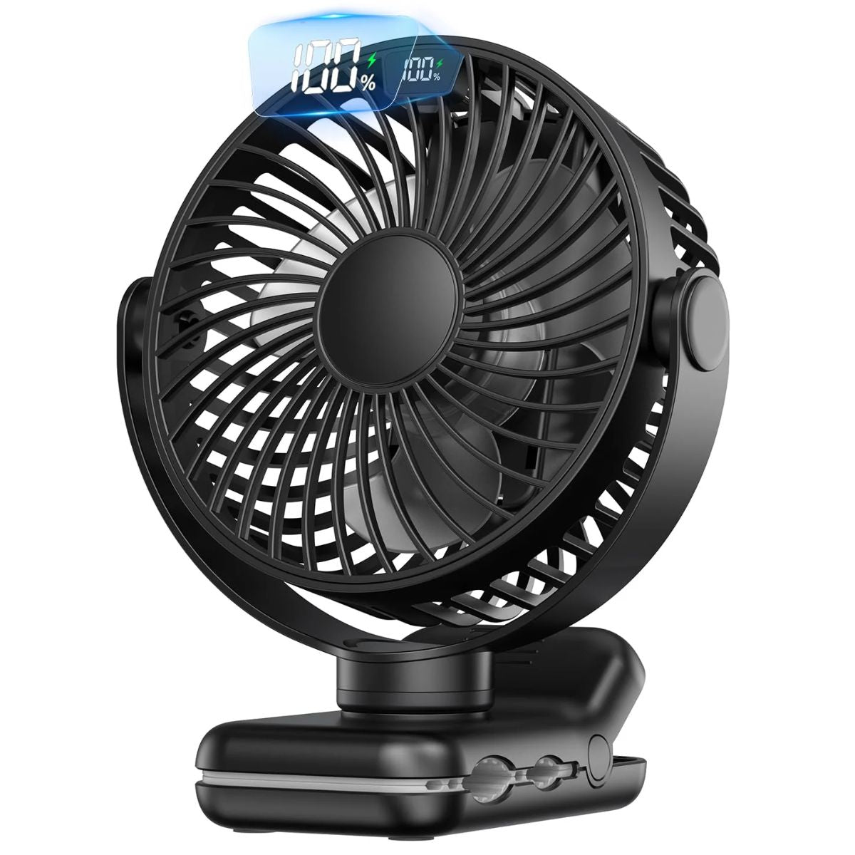 Topk Portable Clip On Fan, 5000Mah Small Rechargeable Fan, Battery Operated, 4 Speeds, 720° Rotation - Koospark