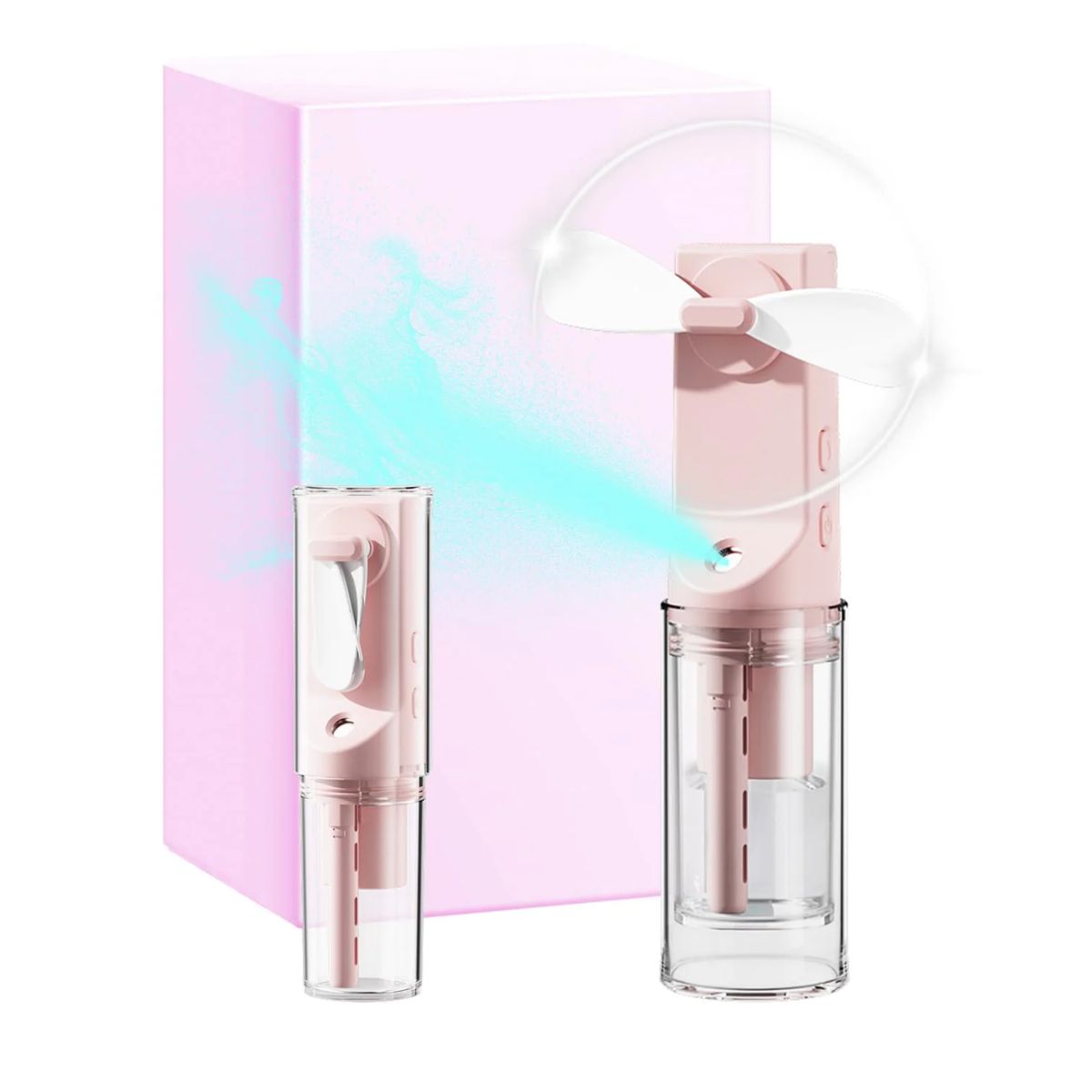 Handheld Fan With Water Mister, Rechargeable Portable Misting Fan With Water Sprayer - Koospark