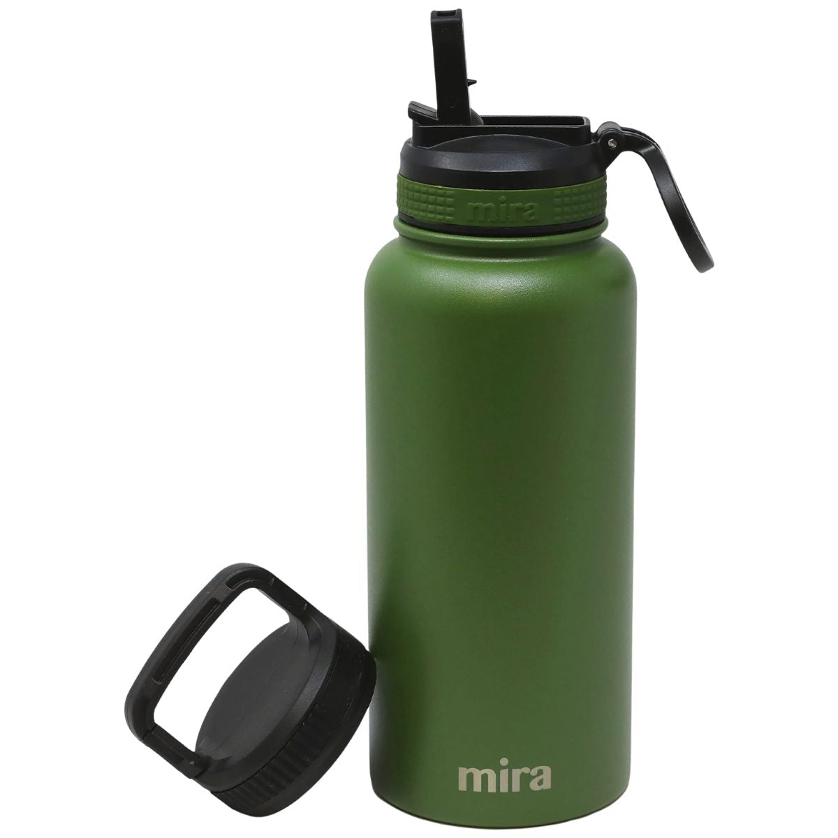 Mira 32 Oz Insulated Water Bottle - Stainless Steel Sports Flask With 2 Lids (Straw & Handle)