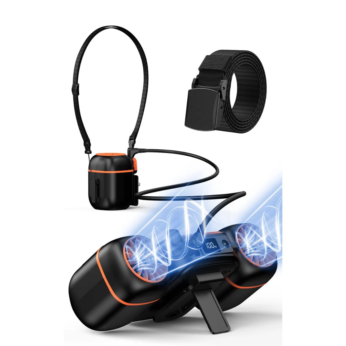 Portable Waist Fan, 3 Fan Design,10000Mah Rechargeable Belt Fan,Large Air Volume For Farm/Outdoor - Koospark