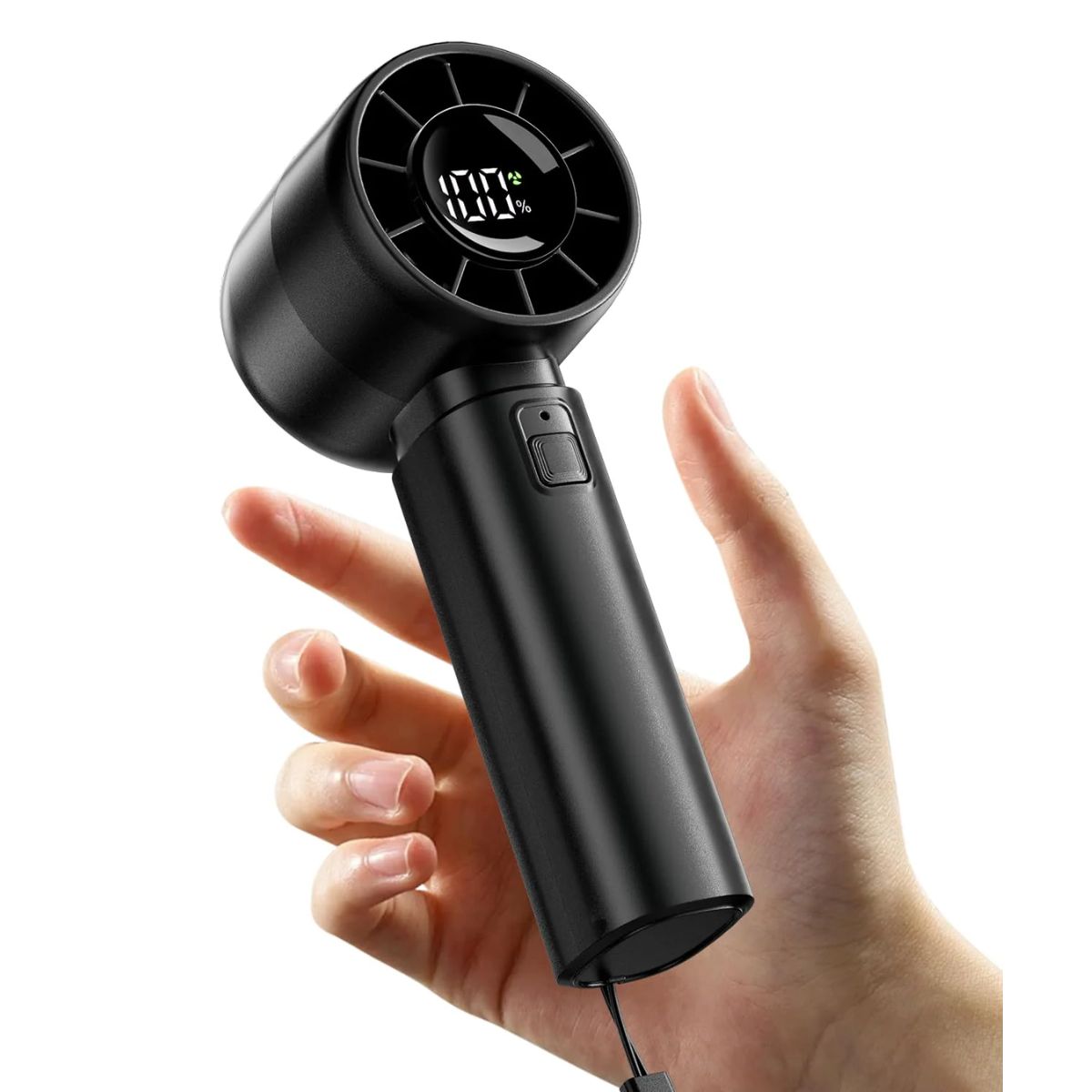 Portable Personal Turbo Fan,5 Speeds Handheld Fan With Digital Display,4000Mah Battery Operated Fans - Koospark