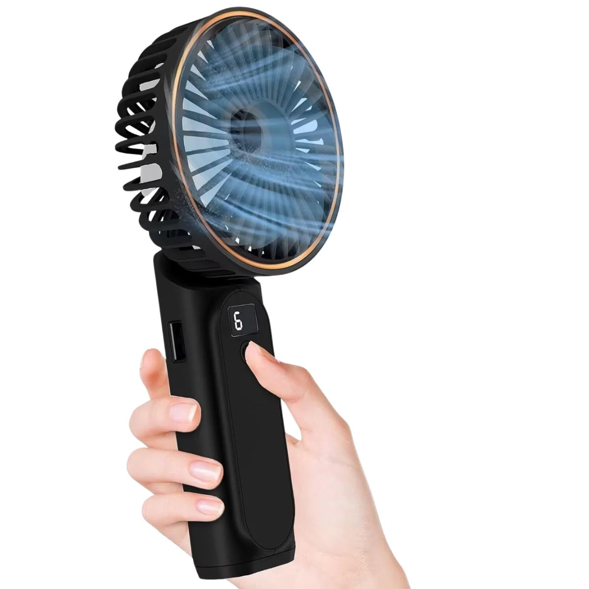 Portable Handheld Fan, 4000Mah, 180 Adjustable, 6 Speed Wind, Display Electricity In Real Time, Usb - Koospark