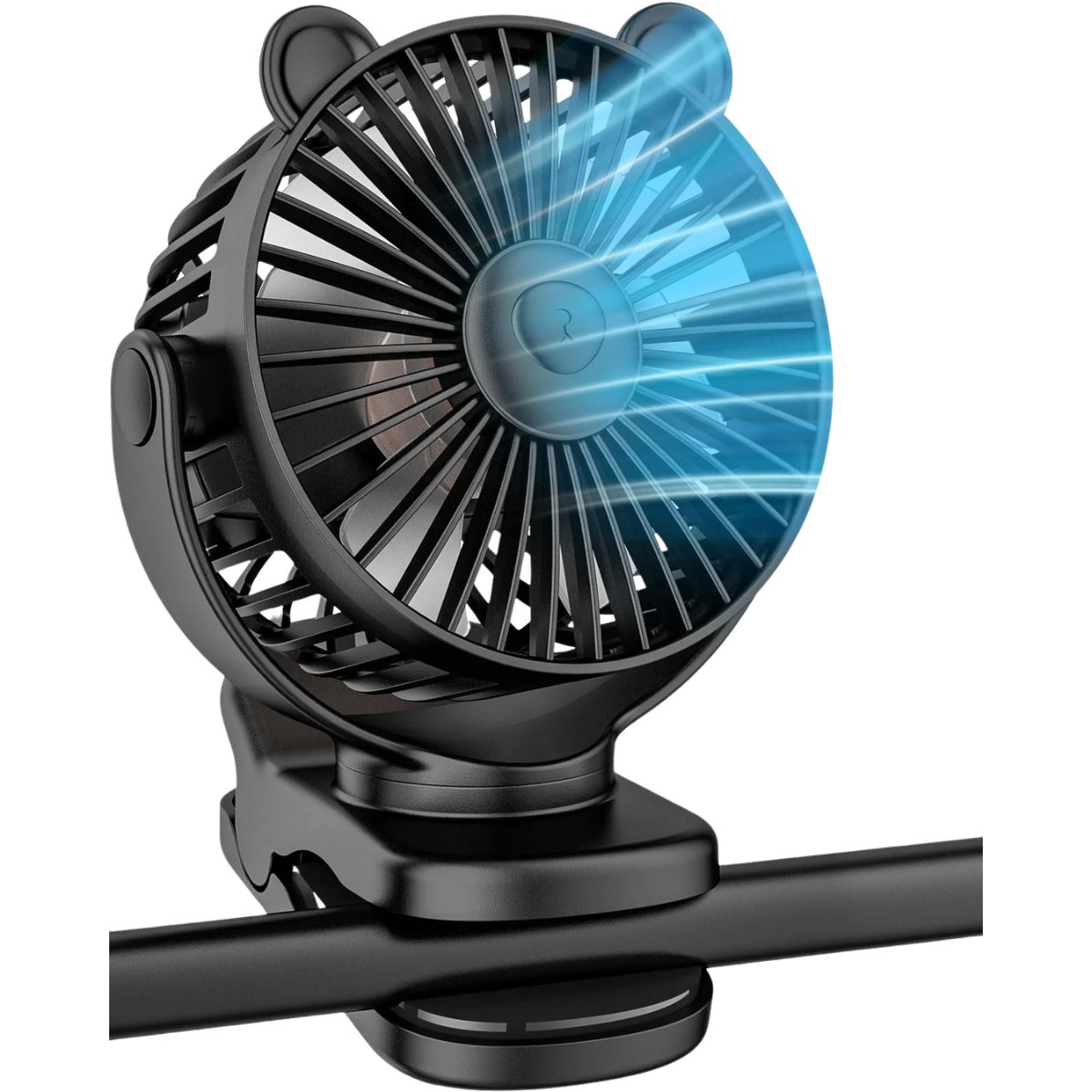 Kidee Portable Clip On Fan, Small Desk Fan Battery Operated, 360° Rotation, Cute Design, 3 Speed - Koospark