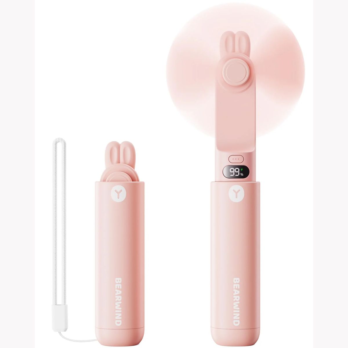 Portable Handheld Mini Fan: 2 In 1 Rechargeable Hand Held Fan With Backup Power & Digital Display - Koospark