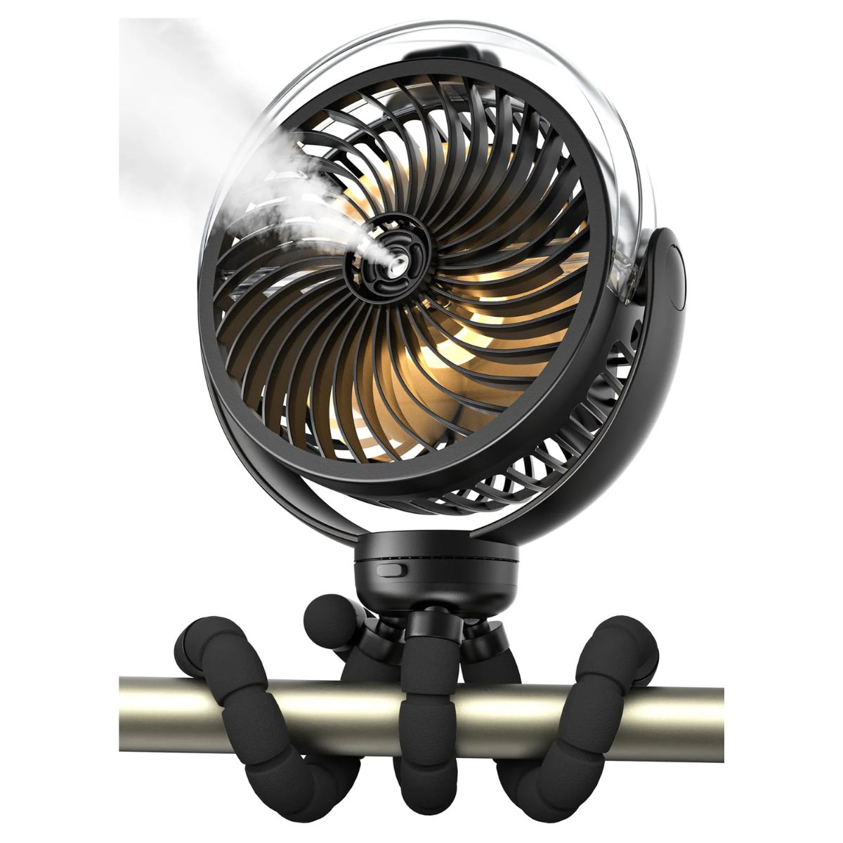 Misting Stroller Fan, 6000Mah Battery Operated Portable Fan With Light & 360° Pivoting - Koospark