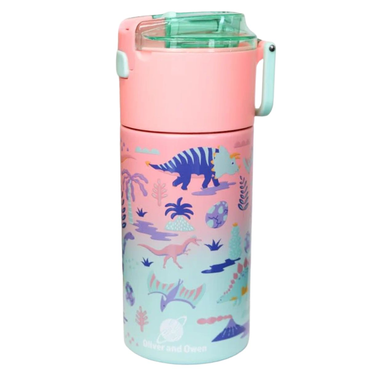 Kids Insulated Water Bottle With Straw And Snack Cup. Double Wall Stainless Steel 14Oz
