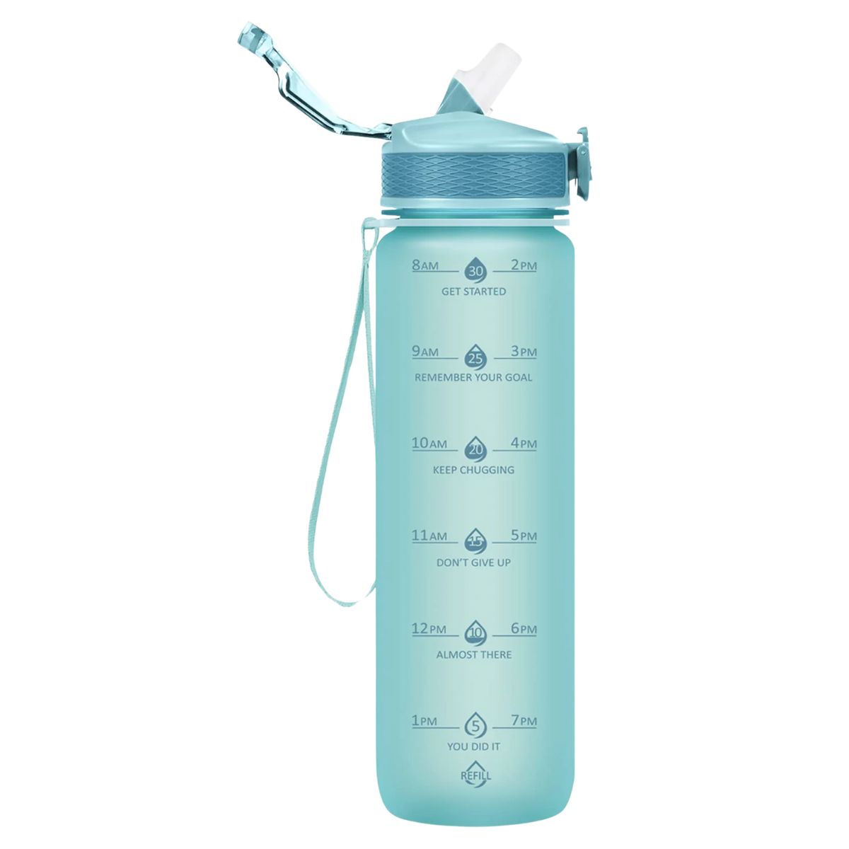 Water Bottle With Straw, Motivational 32 Oz Water Bottles With Time Marker & No Sweat Sleeve
