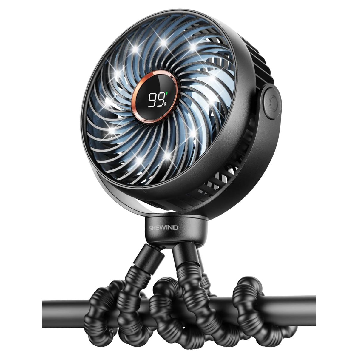 Stroller Fan, 3600Mah Portable Battery Operated Smal Clip On Fan, 4 Speed Rechargeable Mini Personal - Koospark