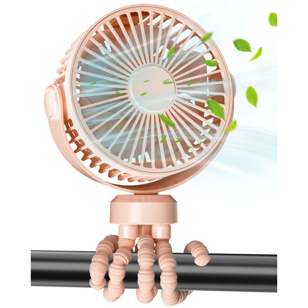Stroller Fan, Battery Operated Clip On Portable Fan, 360°Rotate Usb Rechargeable Personal Desk Fan - Koospark