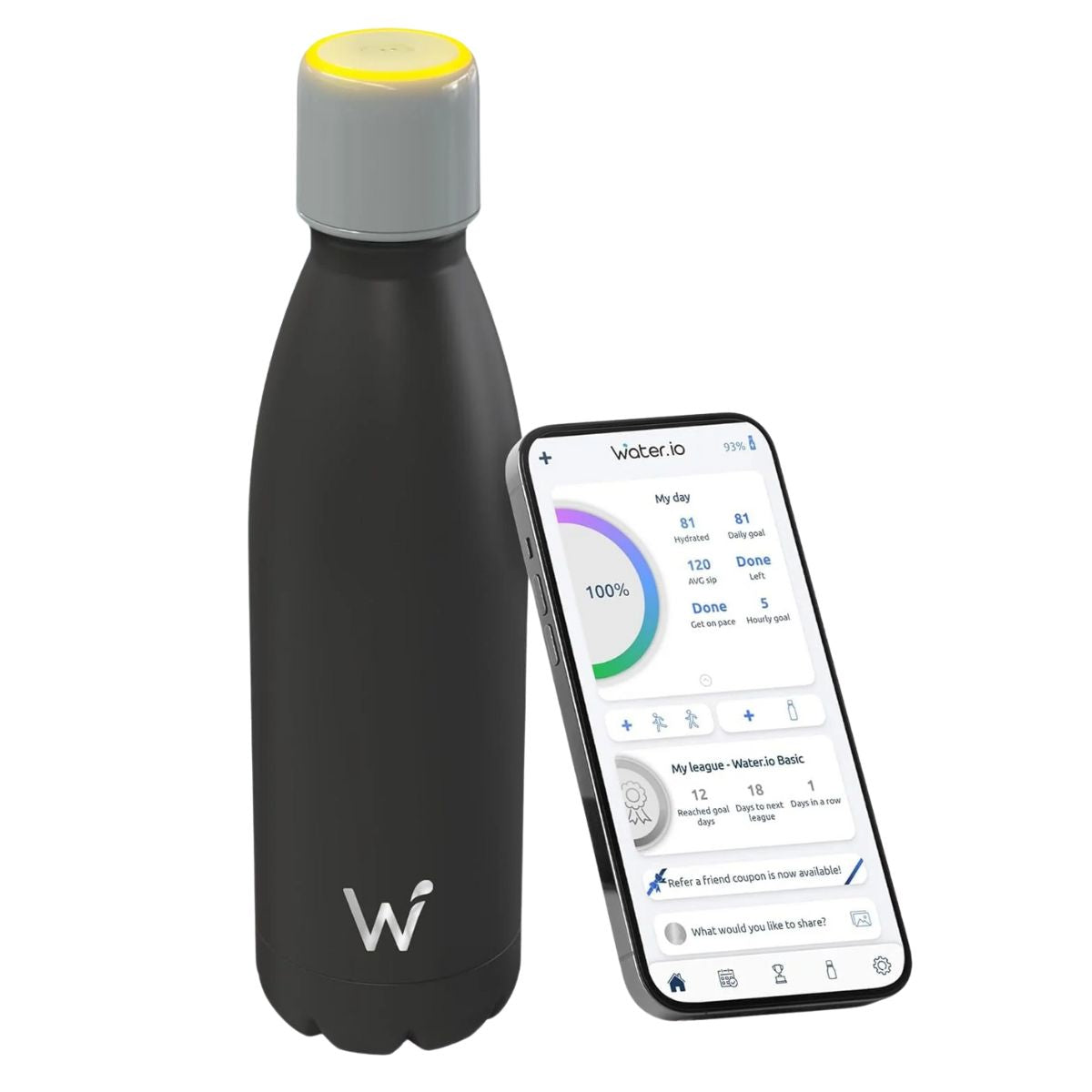 Smart Water Bottle - Stay Motivated To Drink More, Track Water Intake With Color Changing Led