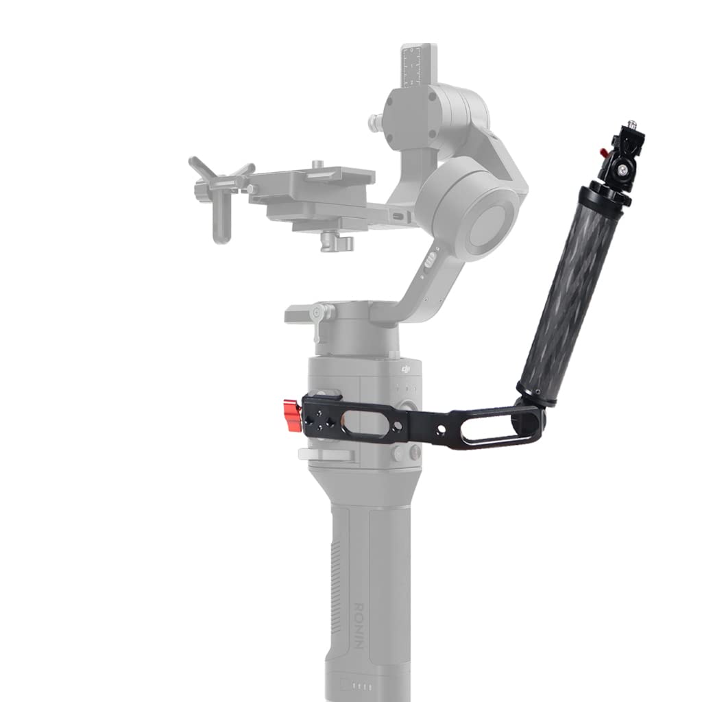 Novelgoal Carbon Fiber L Bracket Handle Grip With Foldable Cold Shoe Mount Compatible With Dji Ronin Rs2 Rsc2 Mini Handheld Gimbal Stabilizer Accessory (With Monitor Mount)