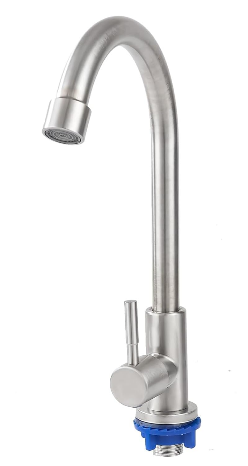 Zmshenma Kitchen Sink Faucet, Outdoor Faucet, Single Hole Bar Sink Faucet, Single Handle High Curved Kitchen Faucet 304 Stainless Steel