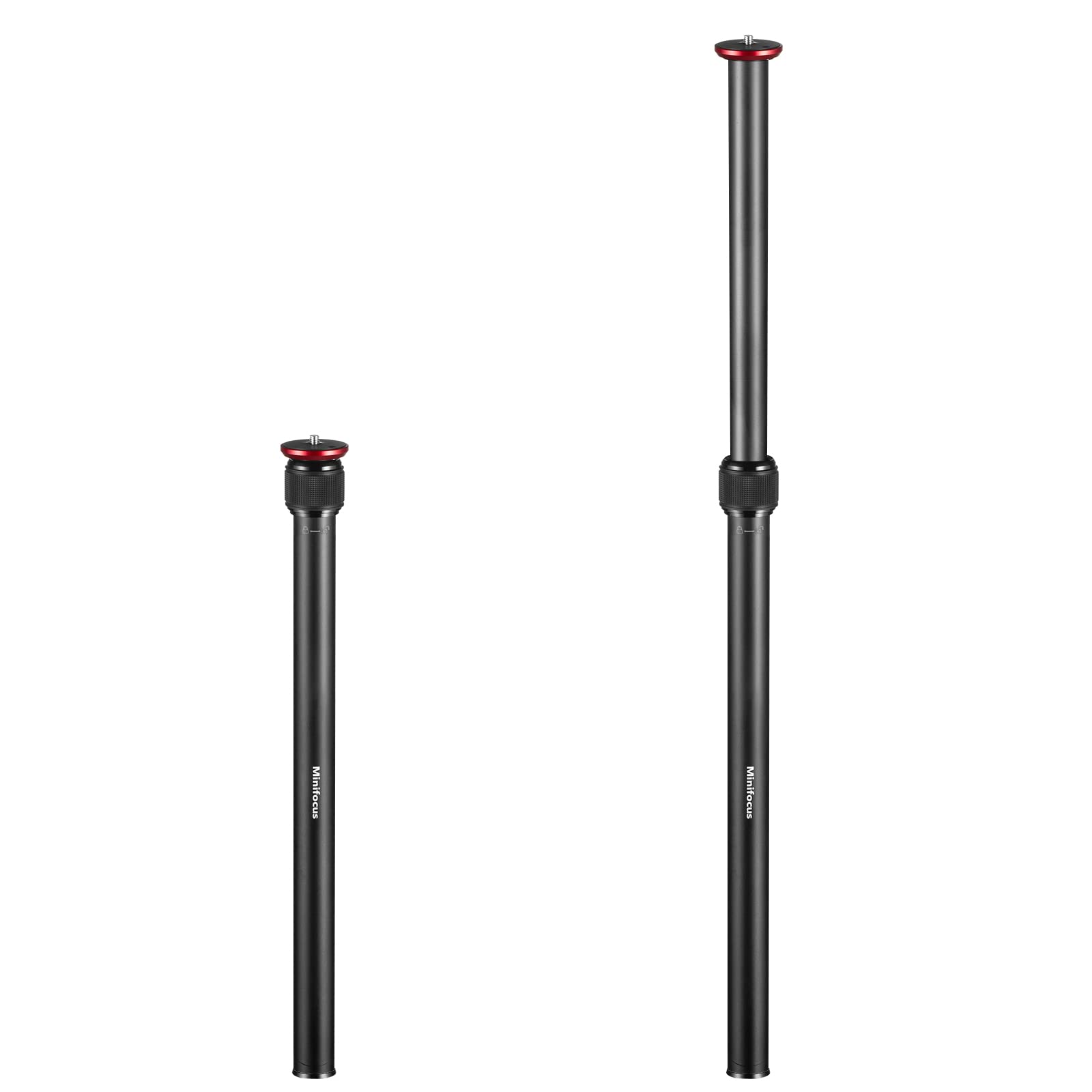 Minifocus Tripod Extender, 2 Section Center Columns, 23.4" Alloy Aluminum Telescopic Stick Rod With 1/4" & 3/8" Screw, Compatible With Tripod/Gimbal/Camera, Max Load 33Lb