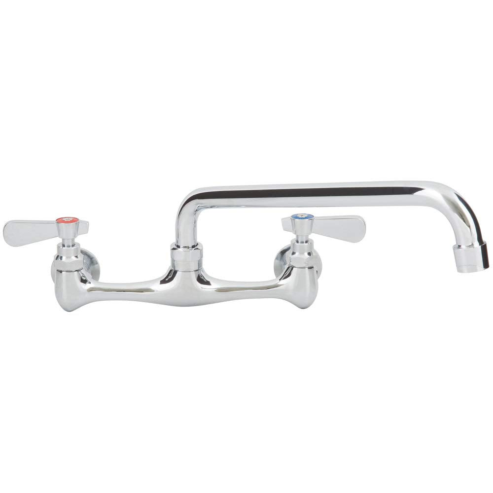 Royal Britania Commercial Wall Mount Kitchen Sink Faucet, 8 Inch Centers, 12 Inch Swing Spout, Chrome Finish