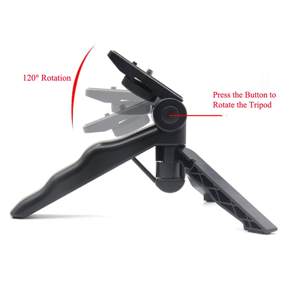 Walway Foldable Mini Table Tripod Stand Hand Grip With 1/4" Screw Compatible With Gopro/Smartphones/Compact Cameras Dslrs For Vlogging, Live Streaming, Zoom Meeting