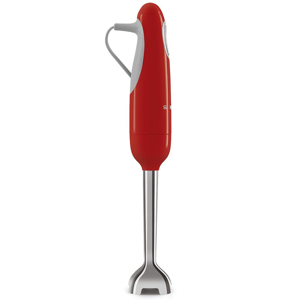 Smeg Handheld Immersion Blender 5 Speeds With Turbo Boost Stainless Steel Blades Nonslip Ergonomic Handle Hbf11Rdus, Red