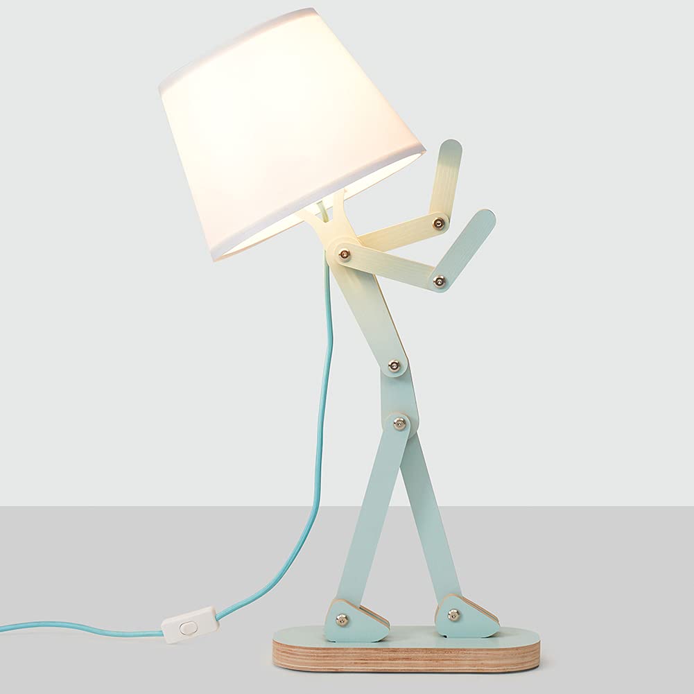 Hroome Cool Kids Desk Lamp Swing Arm Wood Adjustable Aqua Blue Fun Table Lamp Bedside Light For Reading//Girls/Boys/Bedrooms/Living Room/Office - Pea Green, Bulb Included