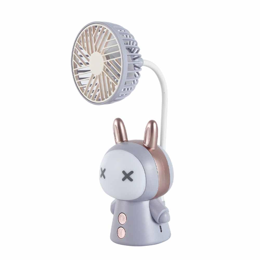 Mini Handheld Fan Cartoon Portable Fan With Night Light Usb Rechargeable Battery Operated Folding - Koospark