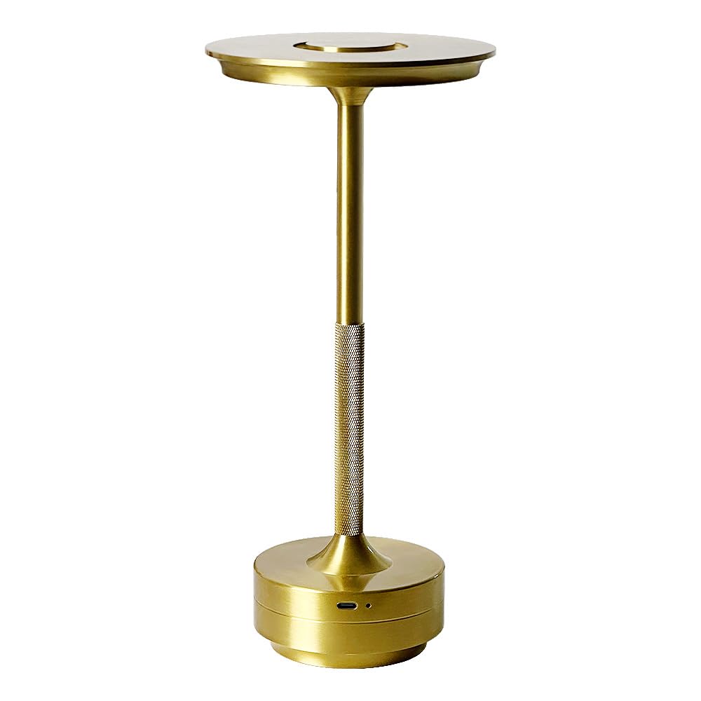 Smmck Cordless Table Lamps Rechargeable, Portable 5200Mah Battery Operated Lamp, 3 Color Stepless Dimming Led Table Light With Memory Function, For Outdoor/Dinner/Patio/Restaurant.(Gold)