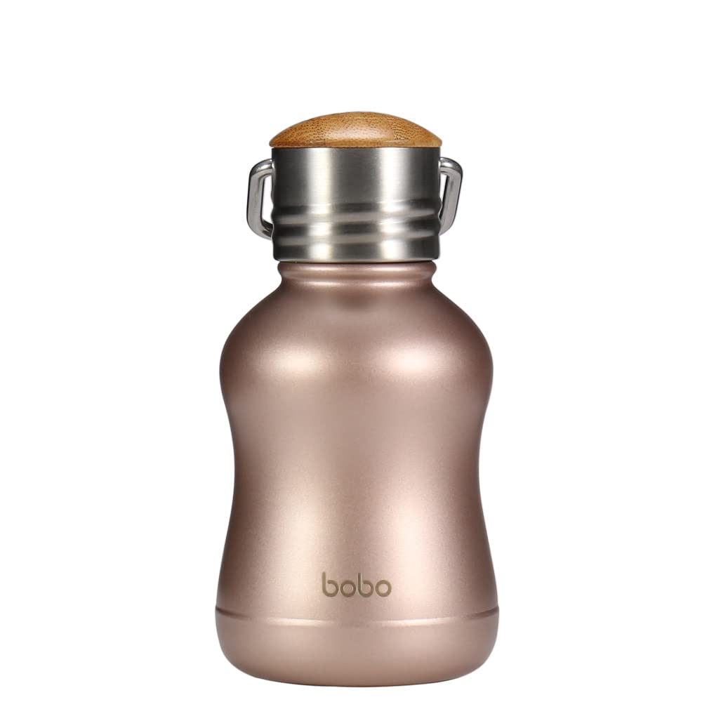Yohkoh Mini Vacuum Insulated Water Bottle With Bamboo Lid - Stainless Steel Thermos Water Bottle
