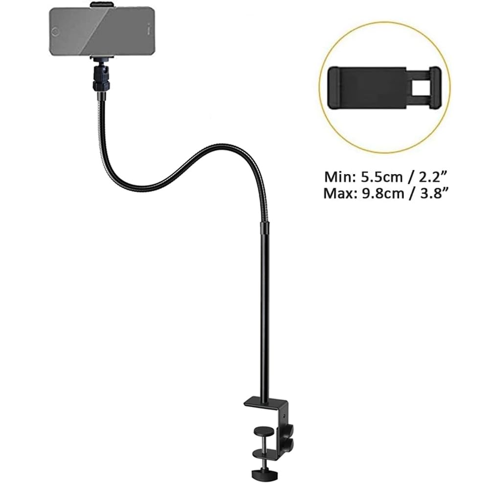 Etubby Webcam Stand Phone Holder Desktop Adjustable Gooseneck Video Clamp Stand Camera Mount For Cellphones, Logitech Webcam C922 C930E C920S C920 C615, Etc. (1/4" Threads)