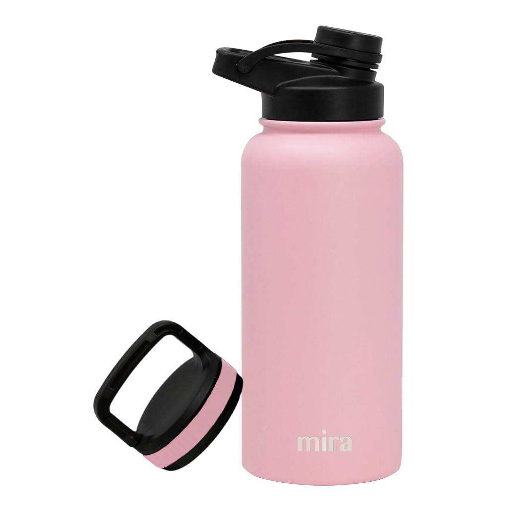 Mira 32 Oz Insulated Sports Bottle - Stainless Steel Temperature Control Thermos - Easy-Drink