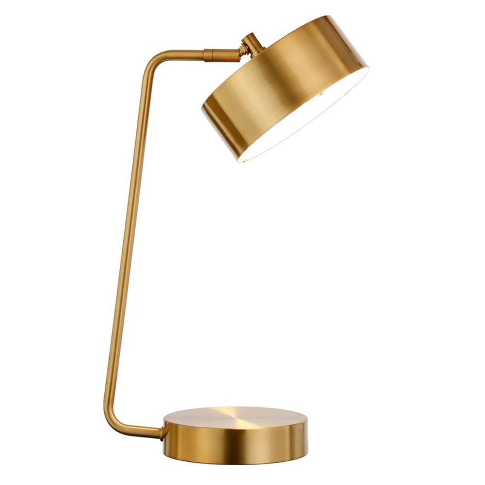 Henn&Hart 18.5" Tall Integrated Led Table Lamp With Metal Shade In Brass, For Home, Living Room, Bedroom, Entertainment Room, Office, Kitchen, Dining