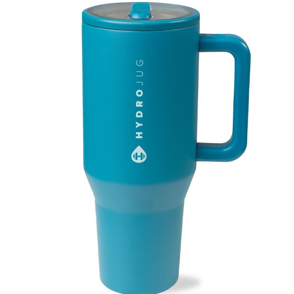 Hydrojug Traveler - 40 Oz Water Bottle With Handle & Flip Straw - Fits In Cup Holder