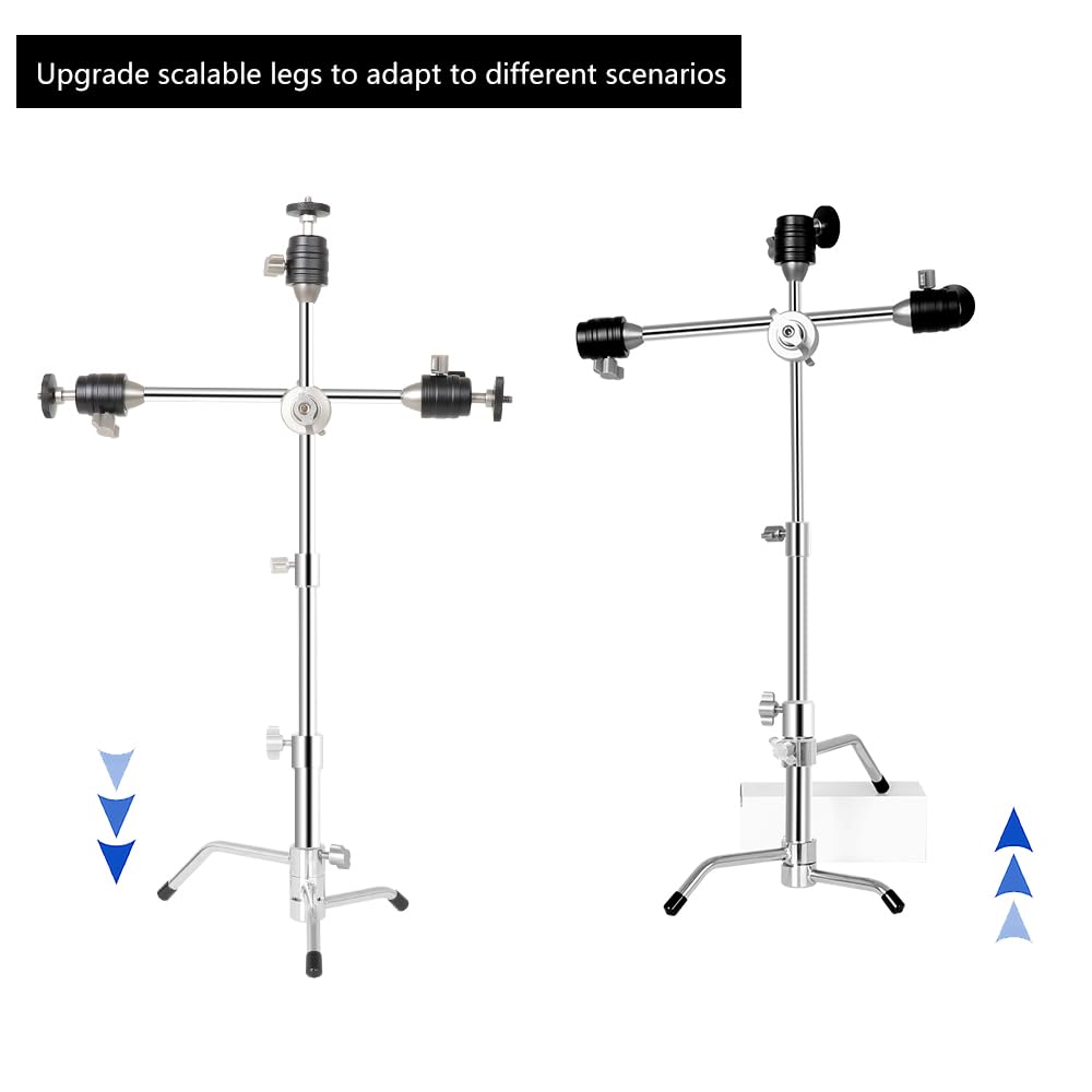 Andoer C-Stand 20.8 Inch Desktop Tripod Phone Tripod Aluminium Alloy Load Capacity 10 Kg/22 Lb 2 Sections With Desktop Tripod With Removable Crossbar