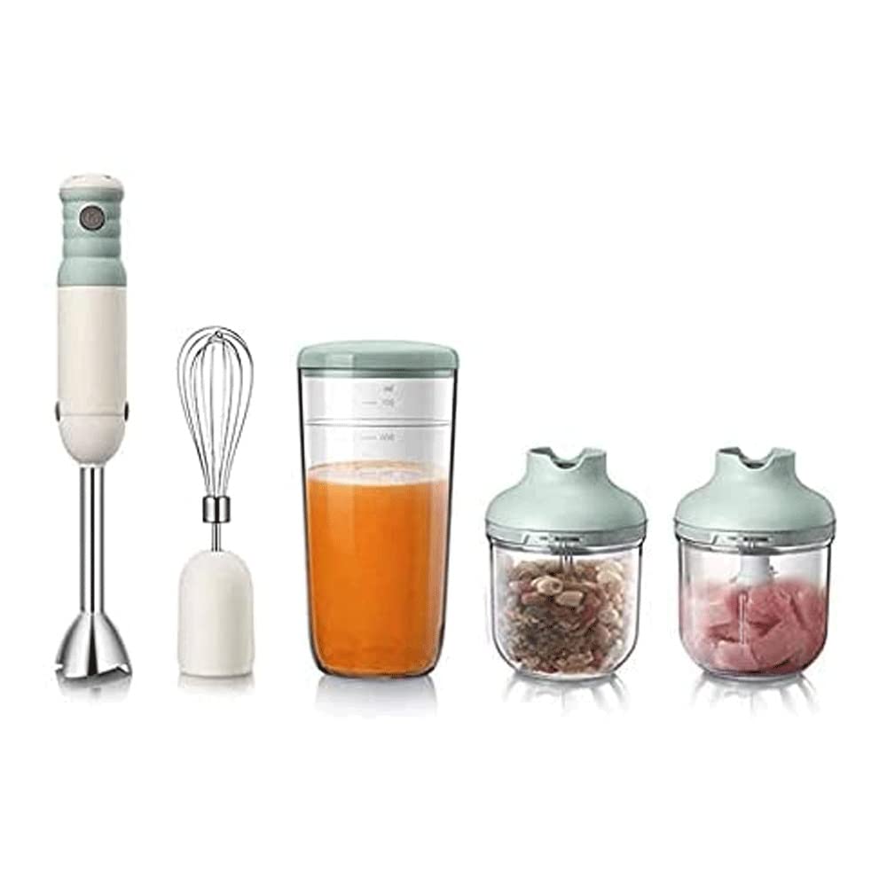 Zhykll Hand Blender, Turbo For Finer Results, 4-In-1 Set Includes Bpa- Food Chopper/Egg Beater/Beaker, Ergonomic Grip, Detachable