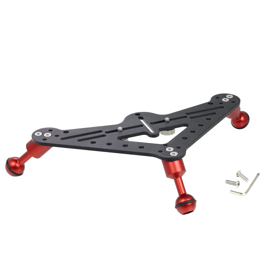 Novelgoal Aluminum Tripod Mount Dslr Diving Photo Triangular Gimbal Tray Rig Underwater Photography Holder (Red Ballhead Tray)