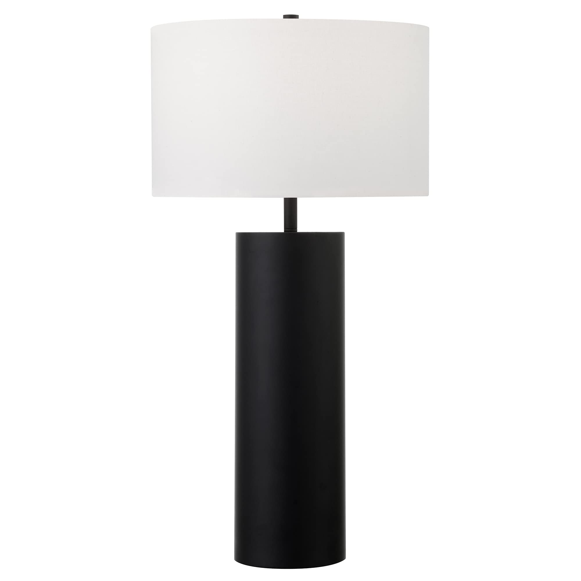 Henn&Hart 29.5" Tall Table Lamp With Fabric Shade In Blackened Bronze, For Home, Living Room, Bedroom, Entertainment Room, Office, Kitchen, Dining