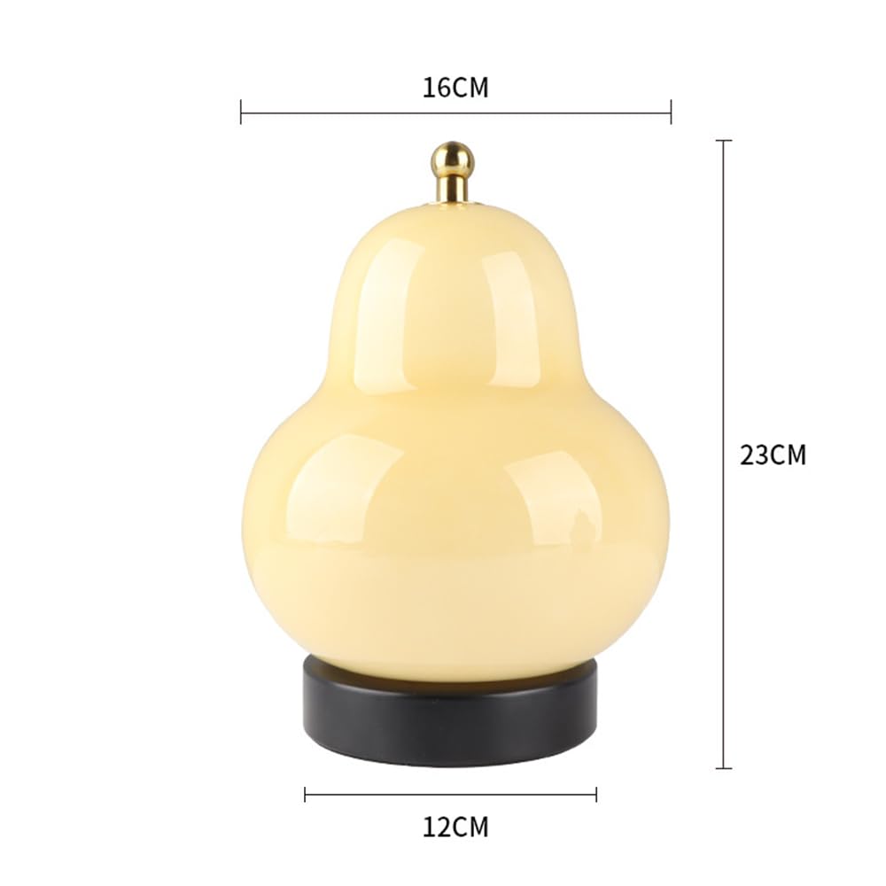 Ejfoiej Portable Cream Pear Desk Lamp, 3-Levels Brightness, 3 Color Touch Control Rechargeable Night Light, Bedside & Dining Room Lamp (White)