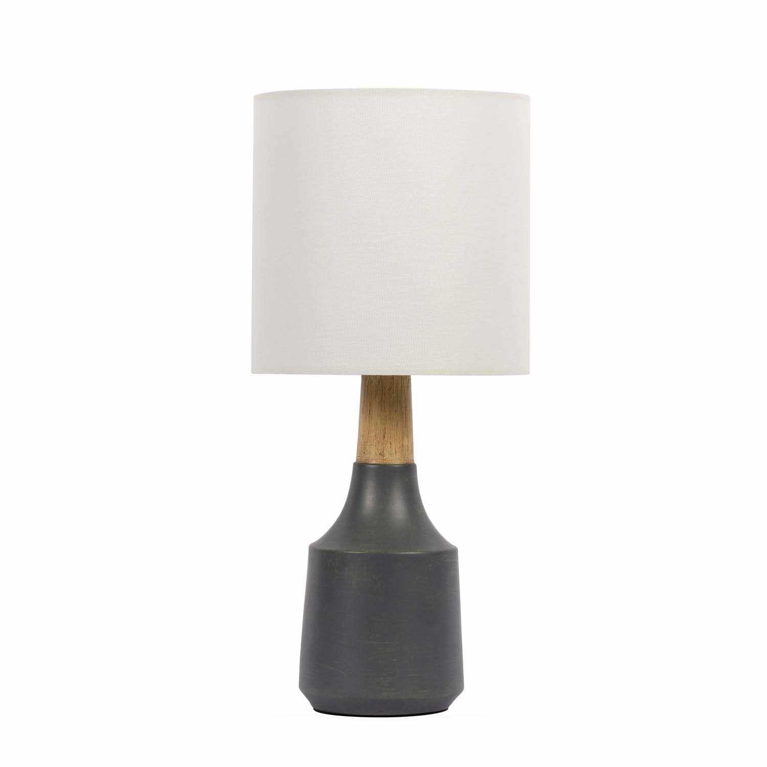 Boutiquerugs Buharkent Modern Resin Bedside Table Lamp For Bedroom Nightstand - End Side Lighting For Living Room - Shade Linen - White, Gray, Beige - 17,5" H