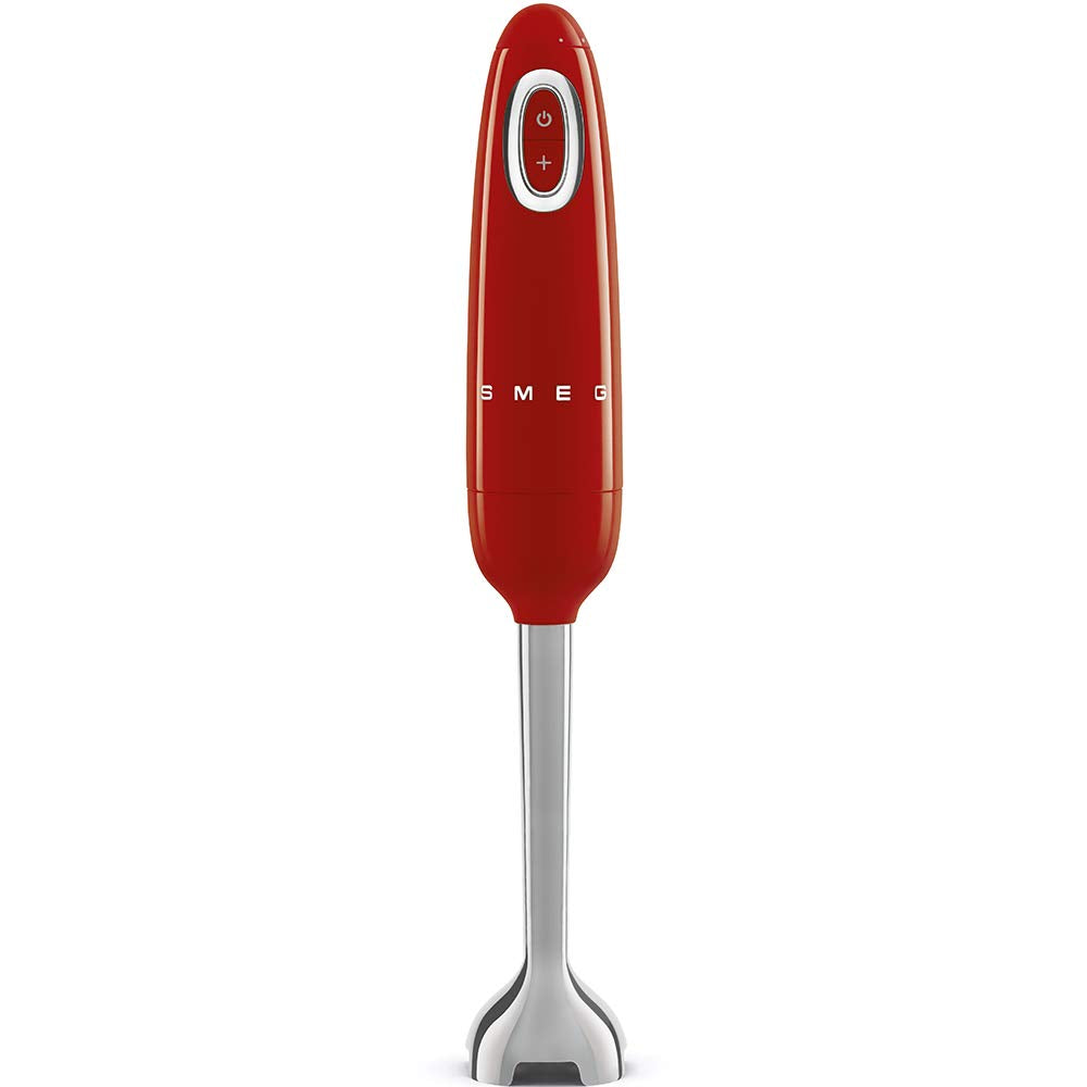 Smeg Handheld Immersion Blender 5 Speeds With Turbo Boost Stainless Steel Blades Nonslip Ergonomic Handle Hbf11Rdus, Red