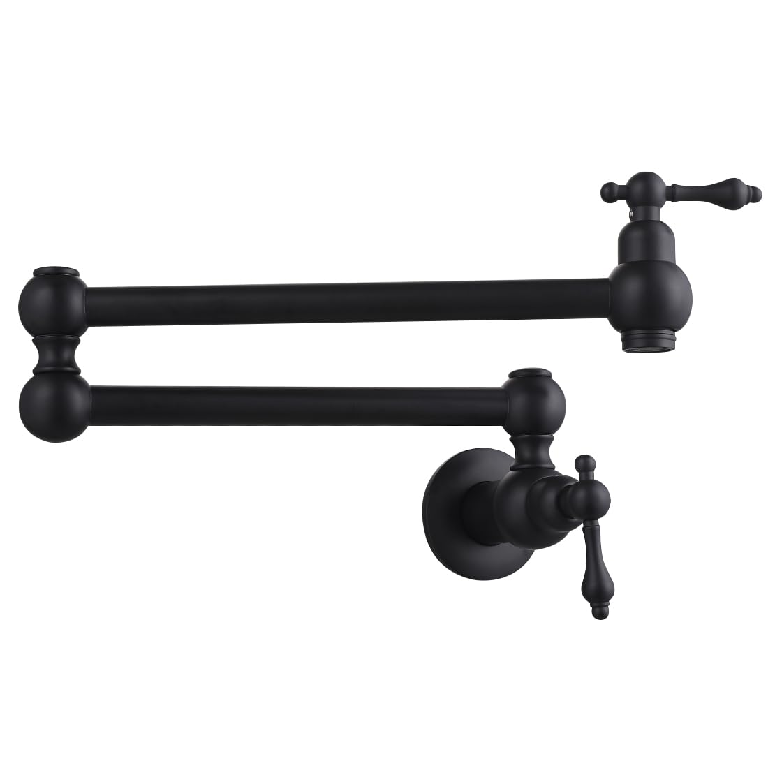 Vanbus Brass Pot Filler,Folding Over Stove Pot Filler Faucet Matte Black, Commercial Wall Mount Stove Pot Filler Kitchen Faucet With Double Joint Swing Arms