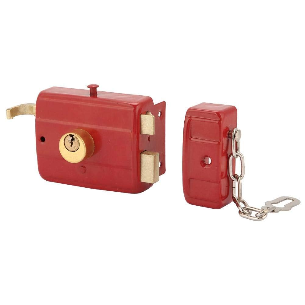 Cytgouper Anti-Theft Vertical Hinged Doors With Easy To Install, Metal Deadbolt Rim Lock, Red Security Lock With Keys For Ront Door& Home Safety