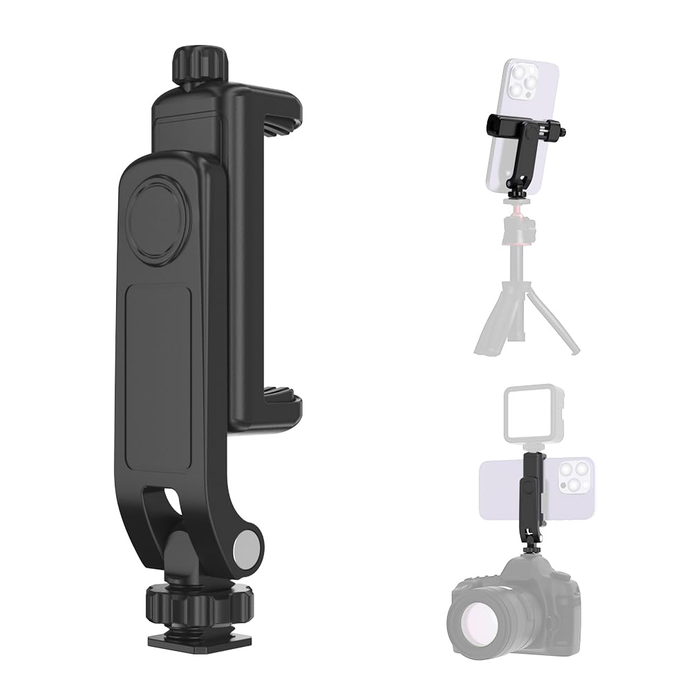 Soh Mingying Soh Camera Hot Shoe Phone Holder Tripod Mount, Flexible Phone Tripod Mount Adapter With Cold Shoe For Microphone Led Light For Iphone 16/15/14/13, Samsung Pixel Canon Nikon Dslr Camera Photography