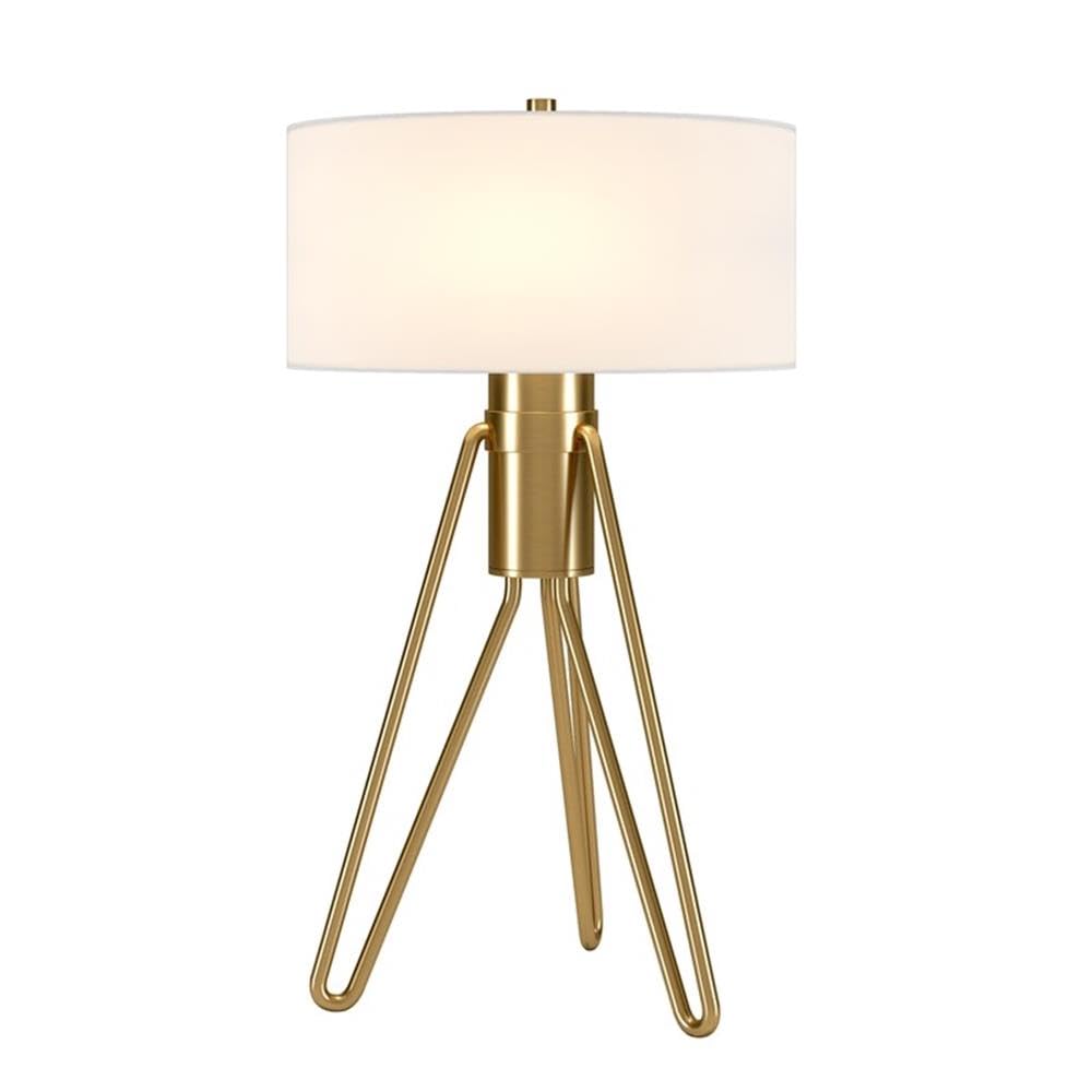 Henn&Hart Floyd 25" Tall 2-Light Table Lamp With Fabric Shade In Brass/White