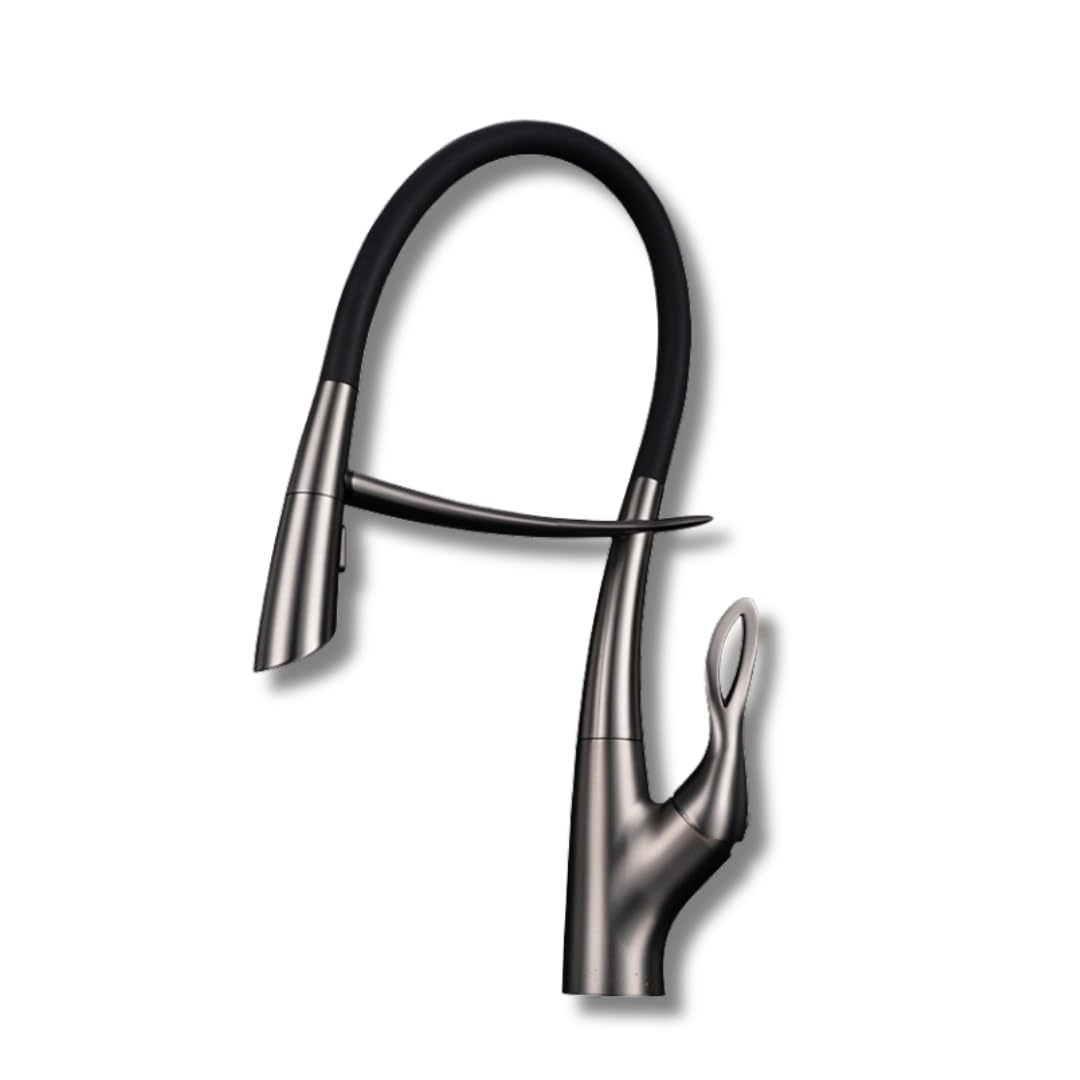 Tutto Scratch Resistant Kitchen Faucet, Magnetic Docking Spray Holder, Pull Down Sprayer With Dual Spray Mode, Luxury High-End Kitchen Faucet With Black Silicone Spout, Kitchen  (Gunmetal Gray)