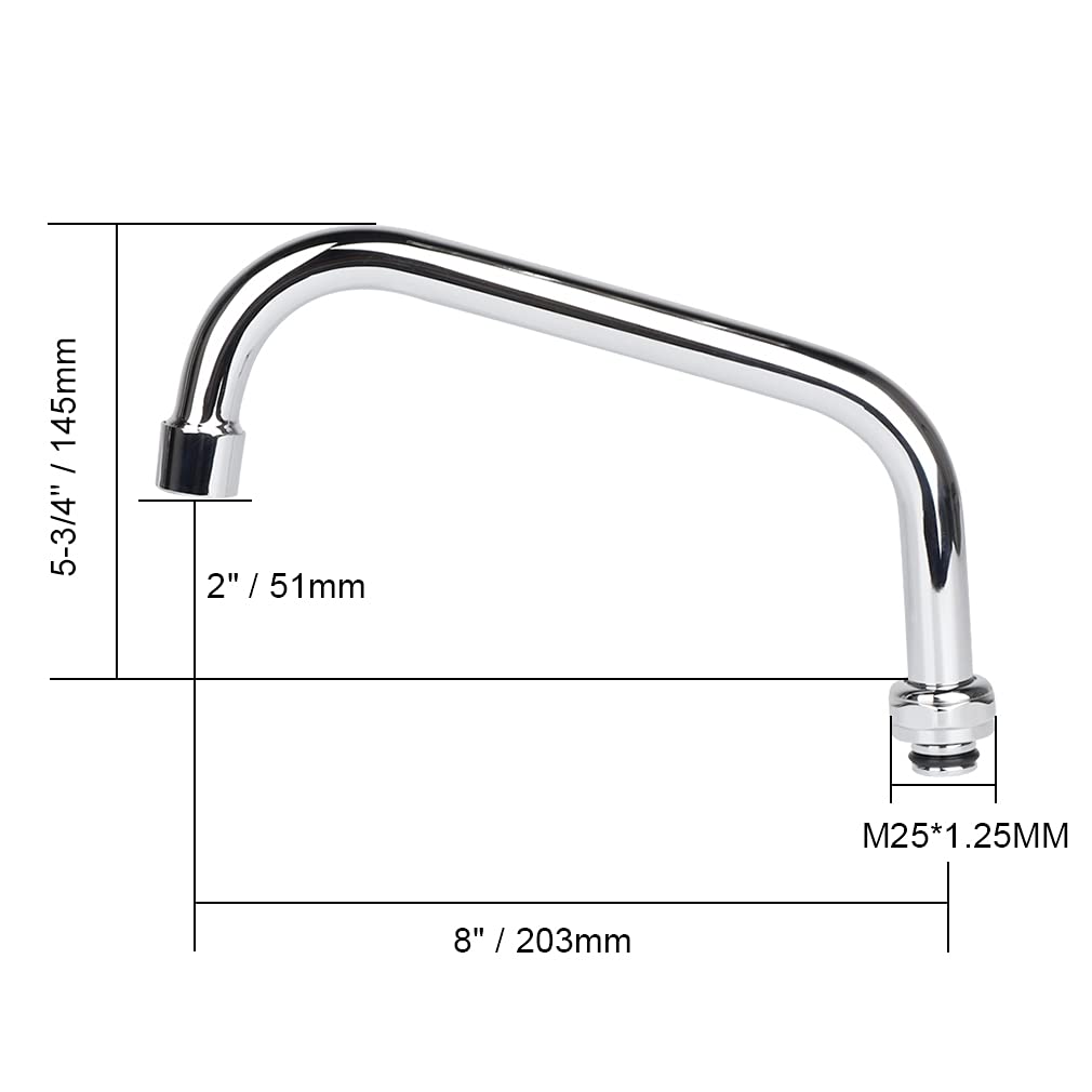 Tnroted 8 Inch Faucet Swivel Spout Replacement Kit For Commercial Kitchen Sink Faucet, 360° Commercial Faucet Swivel Spout With 2.2 Gpm Aerator, Chrome Finish