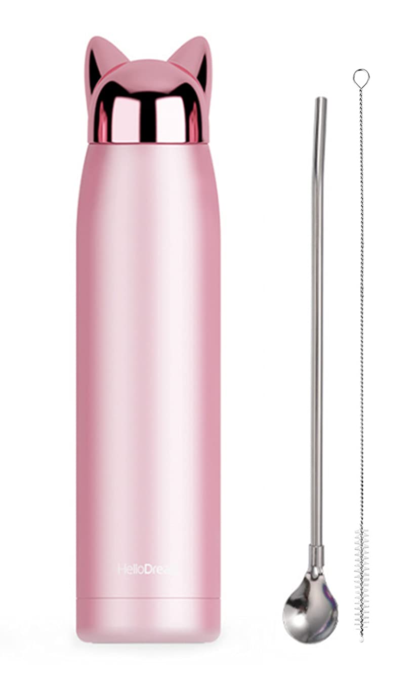 Insulated Bottle For Cat Lover : 11Oz Slim Stainless Steel Water Bottle Leak-Proof For Travel