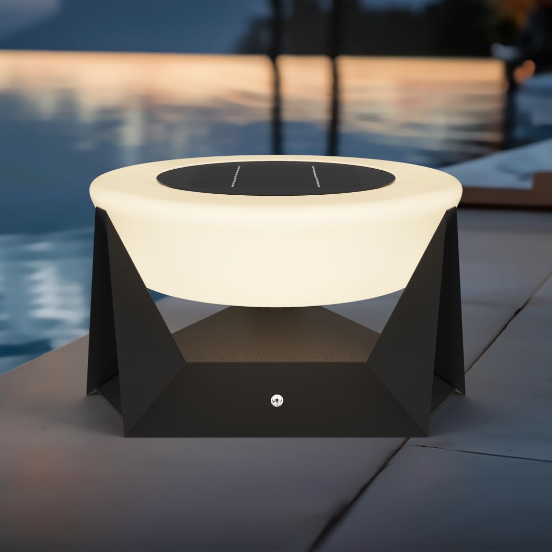 Mod Lighting 𝗠𝗢𝗗 𝗟𝗜𝗚𝗛𝗧𝗜𝗡𝗚 Skye  Solar Post Lights, Fence Solar Cap Lights Outdoor Waterproof Ip65, Bollard Lights, Led Outdoor Lamp For Yard And Patio Dimmable With Remote (Medium  11X6"  Warm White)