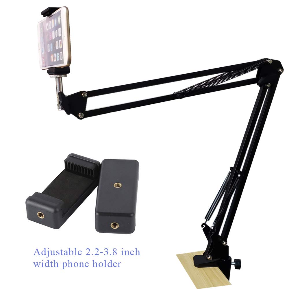 Etubby Webcam Stand Phone Holder Suspension Scissor Arm Camera Tripod Mount For Cellphones, Logitech Webcam C920 C930 C922 C615 And Other Devices With 1/4" Threaded