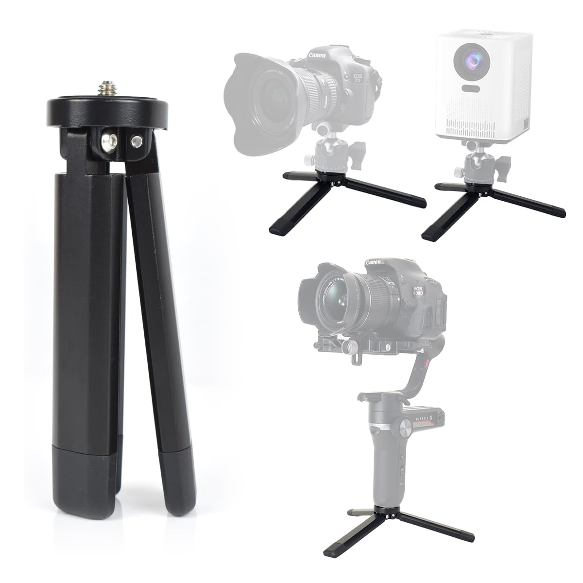 Akeipho Aluminum Mini Tripod, Desktop Tabletop Tripod Stand For Dslr Cameras, Zhiyun Smooth, Dji Ronin Sc/Rs3 Mini,Osmo Mobile,Moza Mini,Gimbal Handle Tripod (Level Fixed)