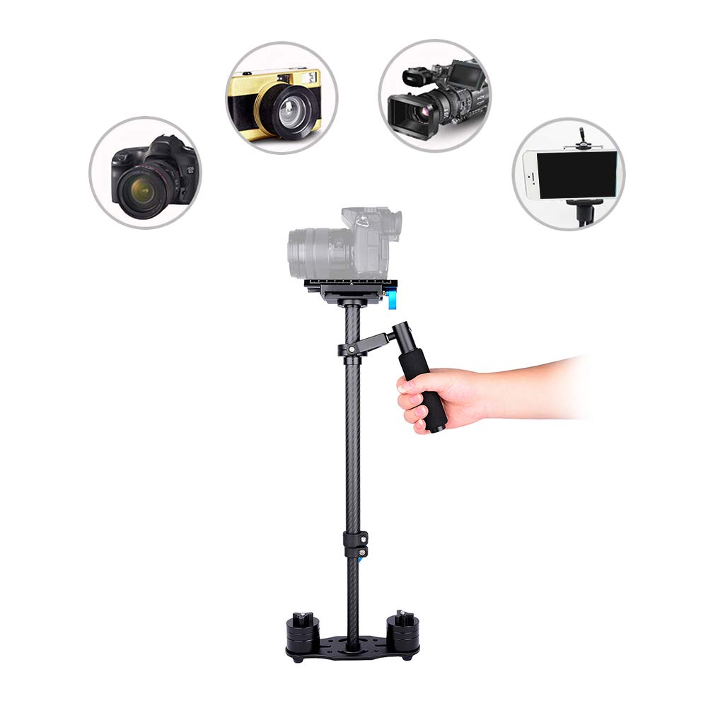Zerone Carbon Fiber Handheld Stabilizer With Quick Release Plate, Shock Absorption Design, Non Slip Handle Compatible With Cameras (-Ys01943-01)