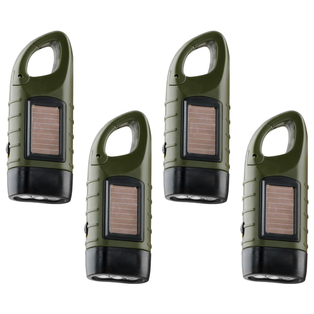 Toch 4-Pack Hand Crank Solar Powered Flashlight Led Flashlight Emergency Lights For Outdoor Sports Hiking Campings