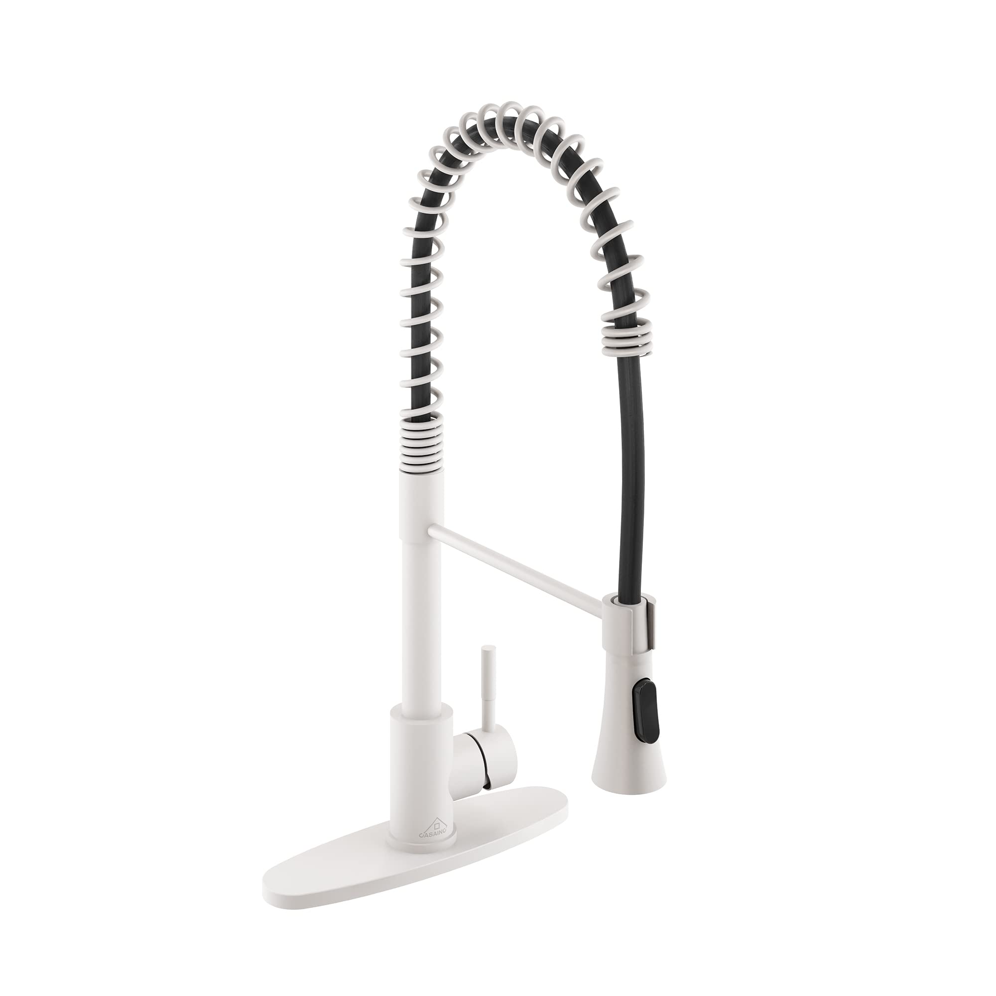Casainc Kitchen Faucet Matte White,1.8 Gpm Spring Single Handle Kitchen Sink Faucet, Lead- Copper High Single Handle For Bar Laundry Utility Sink